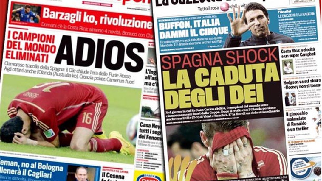 La prensa italiana se regodea con la eliminación de España del Mundial 2014