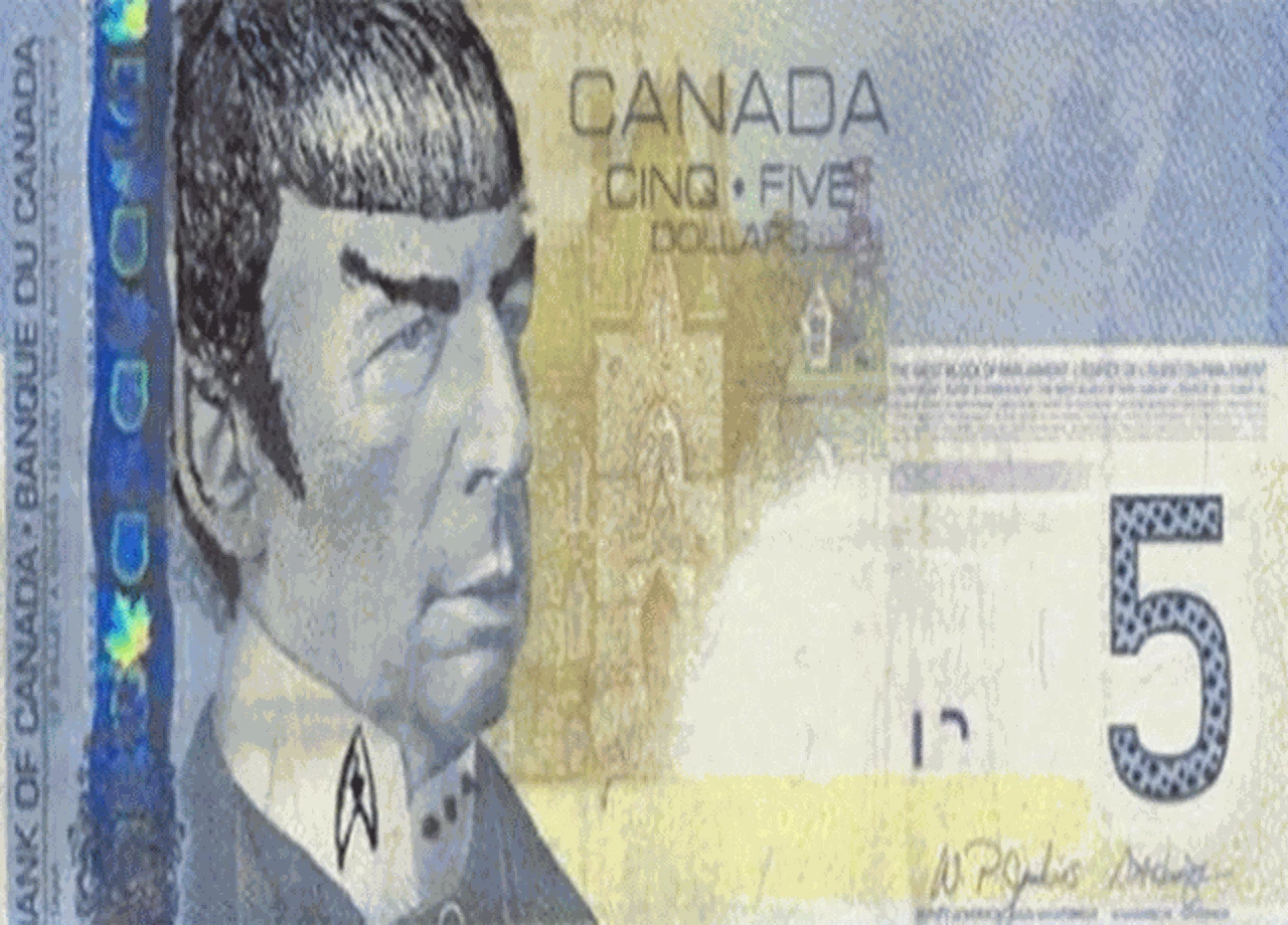 El Sr. Spock, de Viaje a las Estrellas, es furor en billetes de 5 dólares canadienses