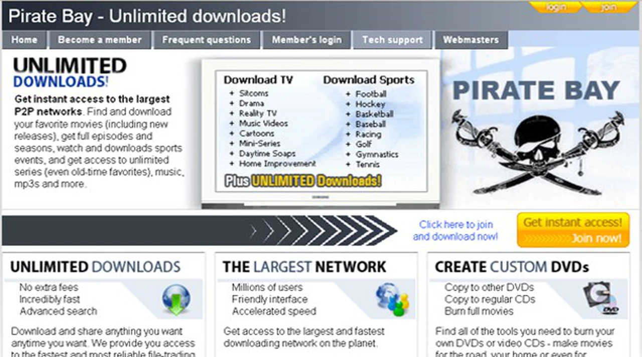 Ratificaron una condena contra "The Pirate Bay" por violar derechos de autor
