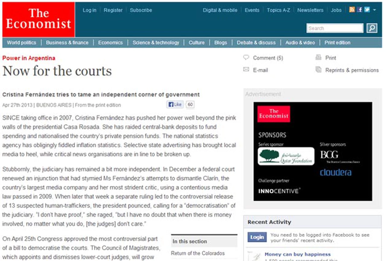 El semanario The Economist, muy duro contra la reforma judicial