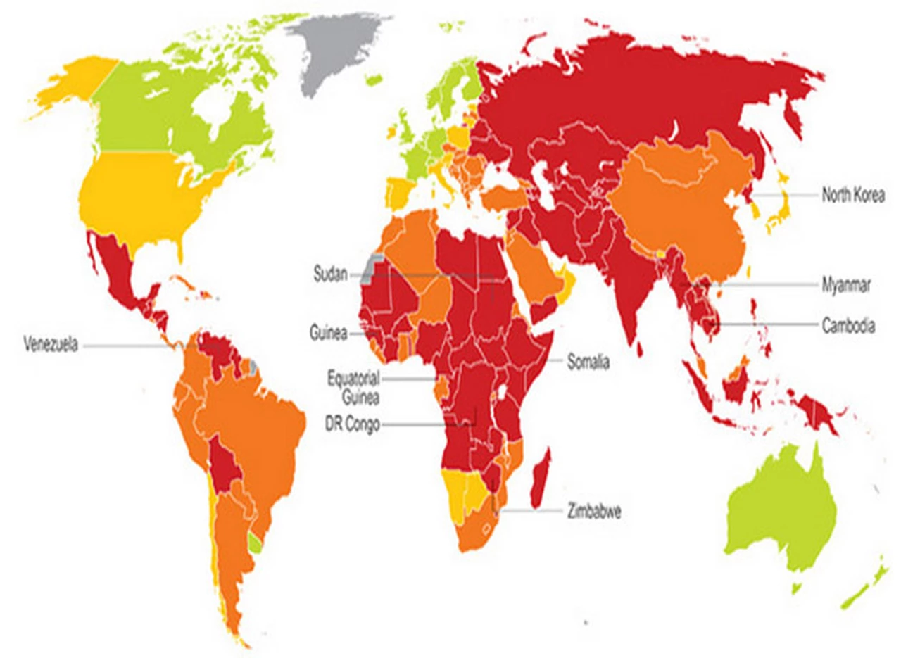 ¿Cuáles son los diez paí­ses más corruptos del mundo?