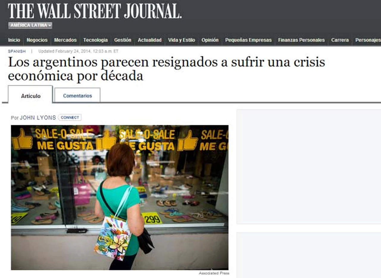 The Wall Street Journal afirma que la Argentina está al borde de una nueva crisis económica