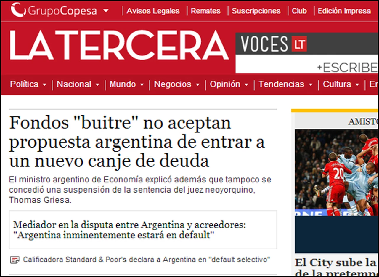 El default de Argentina ya es noticia en los medios de todo el mundo