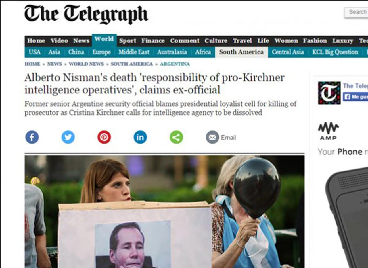En The Telegraph, un ex SIDE atribuye la muerte de Nisman a una "célula de espí­as leales" a Cristina
