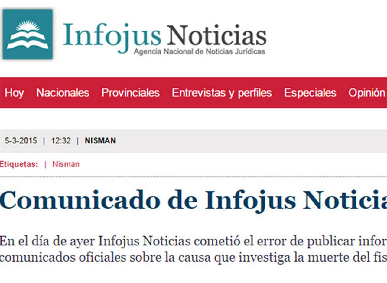 El sitio del Gobierno que informó un "estado de embriaguez" de Nisman, ahora dice que "cometió un error"