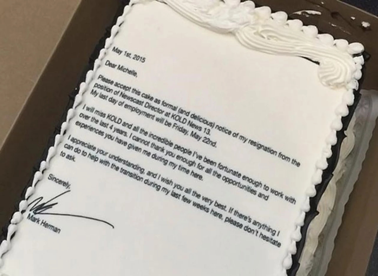 El empleado más dulce: renunció a su trabajo con una torta