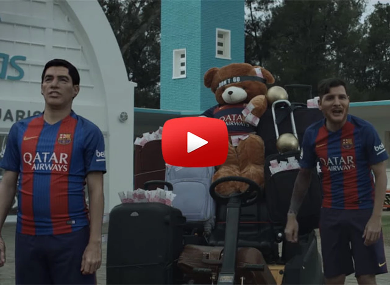 Video: otra genialidad de Martí­n Bossi: Messi y Luis Suárez despiden a Neymar del Barcelona