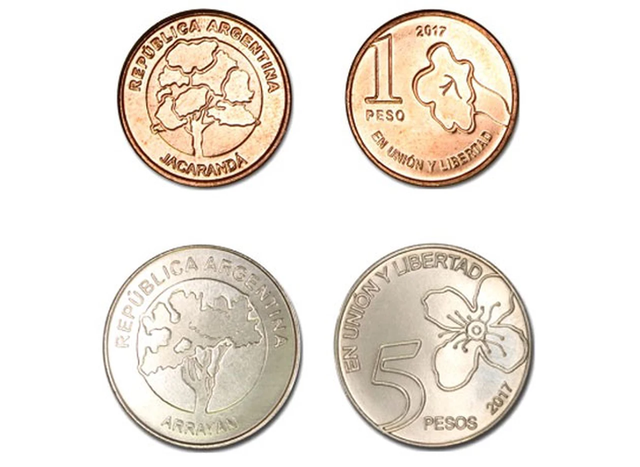 ¿Te gustan?: así­ son las nuevas monedas de $1 y $5, con imágenes de árboles