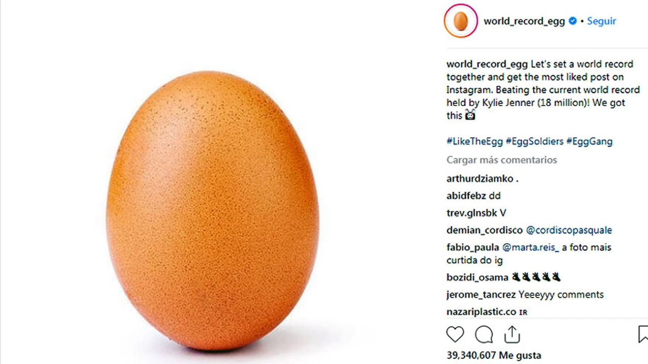 El perfil de Instagram con la foto del huevo que batió record podría convertirse en una cuenta millonaria