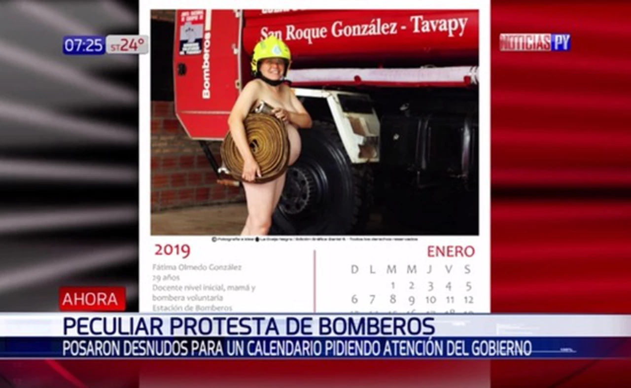 Bomberos posan desnudos para un calendario en Paraguay