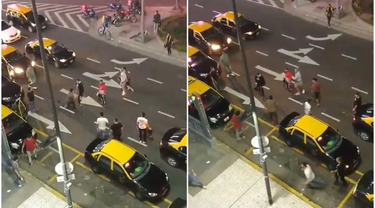 Video: batalla campal entre taxistas y "ubers" frente al Obelisco