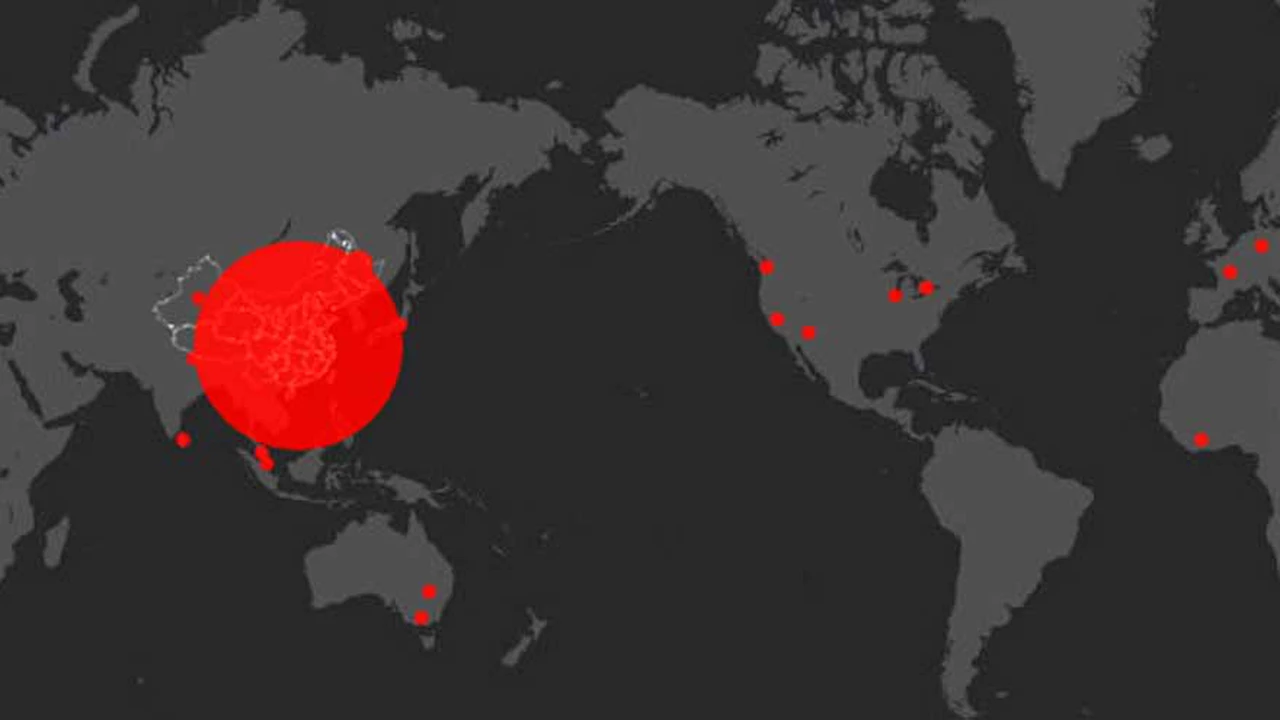 Un mapa muestra cómo ocurre la propagación del coronavirus por el mundo en tiempo real