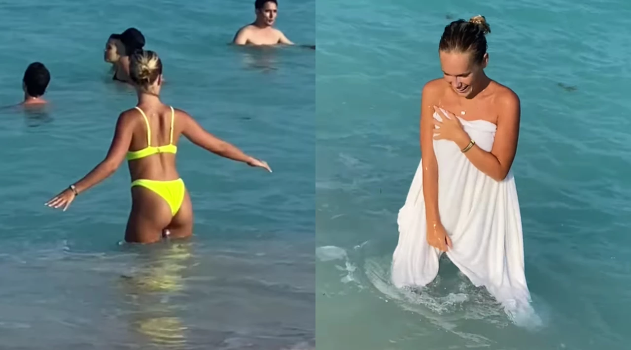 Video viral: se le "disolvió" la bikini en el mar y quedó completamente desnuda