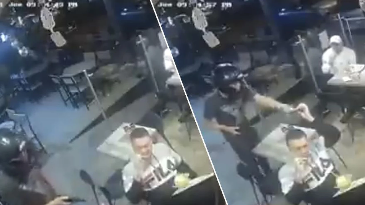 Video: Un hombre no deja de comer durante un robo en un restaurante