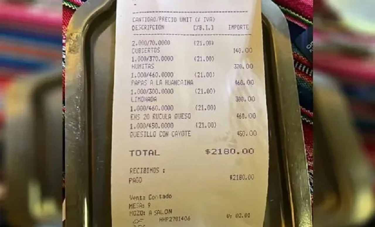 Mostró en Twitter lo que gastó en un restaurante en Jujuy y estalló la discusión