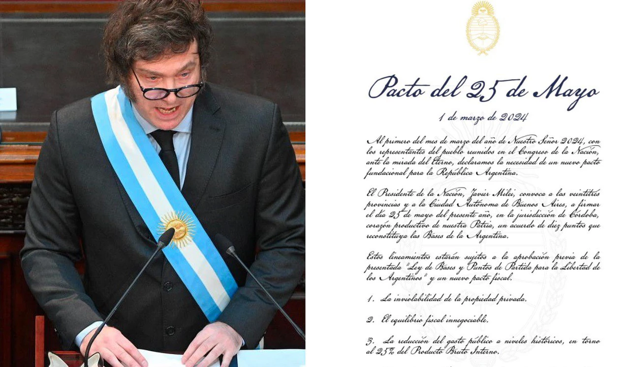 Los 10 puntos del Pacto del 25 de Mayo: el mega acuerdo que propuso Milei para modificar el orden económico argentino