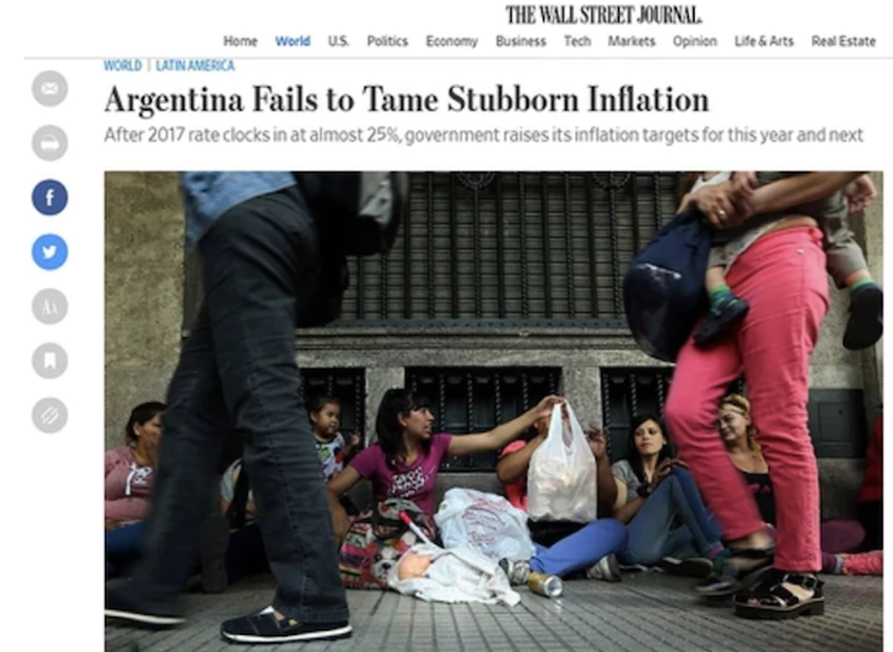 The Wall Street Journal: "Argentina fracasa en domar una obstinada inflación"