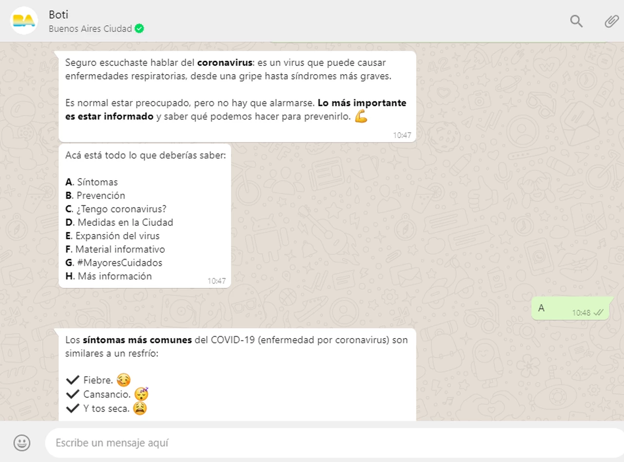 Boti, el chatbot porteño, ya derivó más de 4.000 casos sospechosos de coronavirus vía WhatsApp
