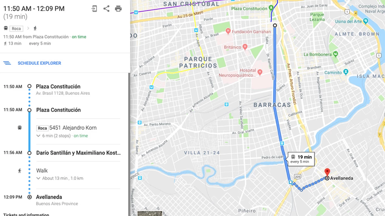 Google Maps te va a avisar cuándo llega el próximo tren
