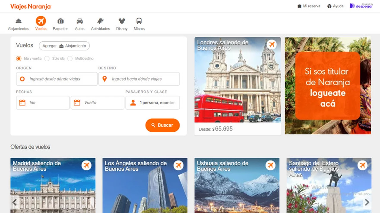 Así es Viajes Naranja, la plataforma de Naranja y Despegar que ofrece paquetes turísticos exclusivos