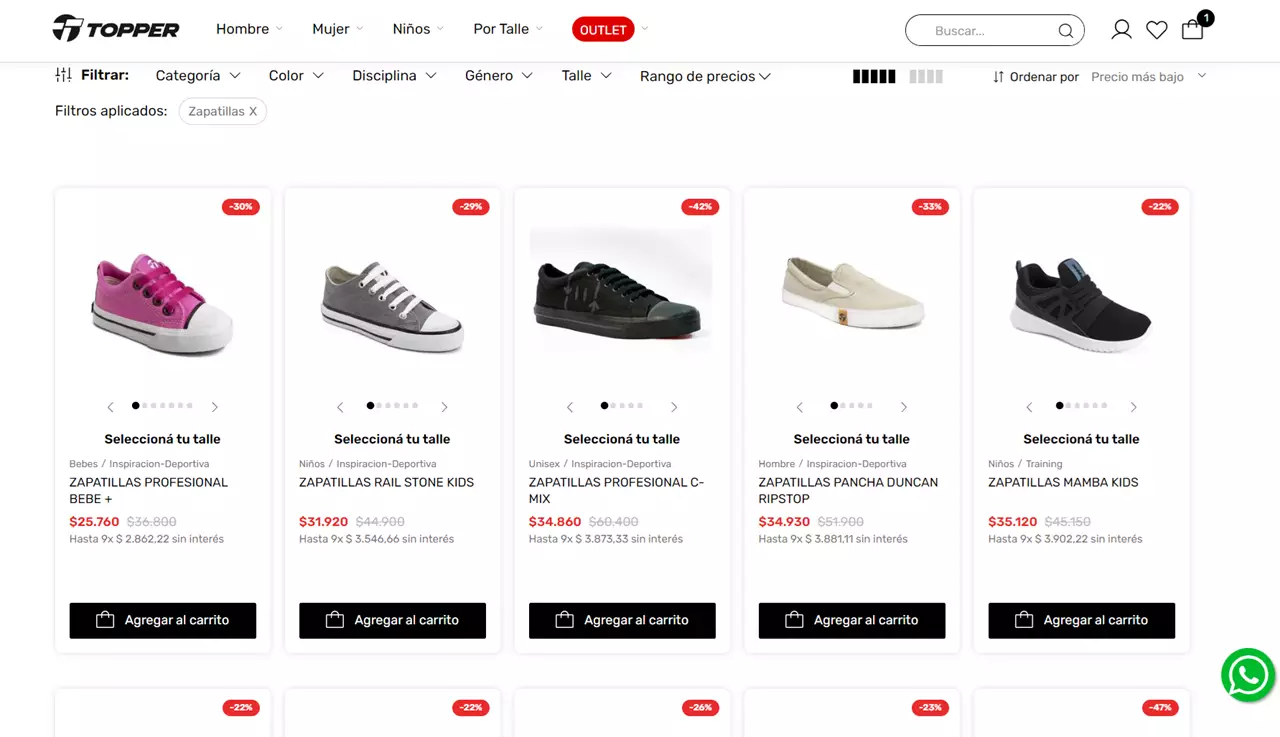 Topper vende zapatillas por $30.000 y en cuotas: cómo comprar online