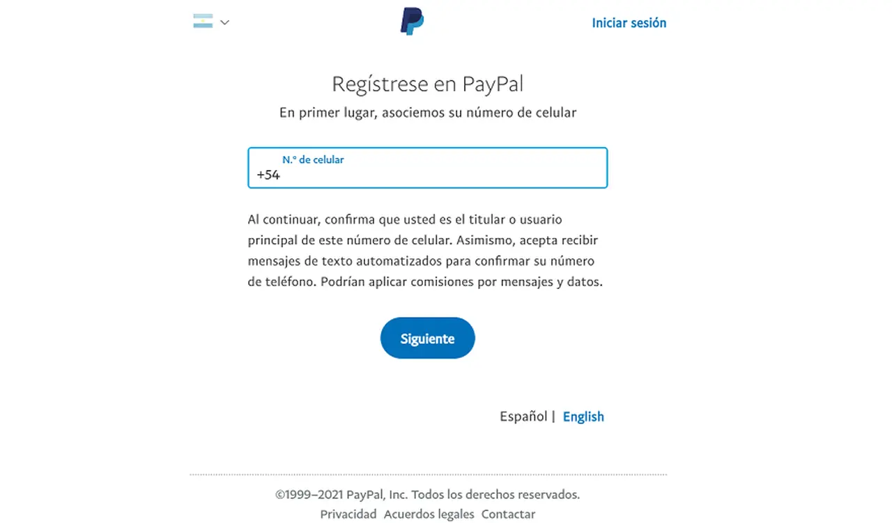 Cómo crear una cuenta en PayPal: a continuación, la plataforma empezará a solicitar los datos personales
