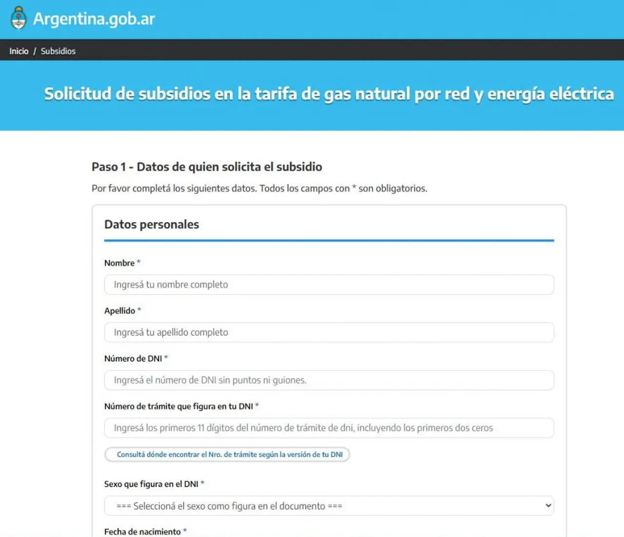 Para acceder al subsidio energético hay que completar el formulario RASE