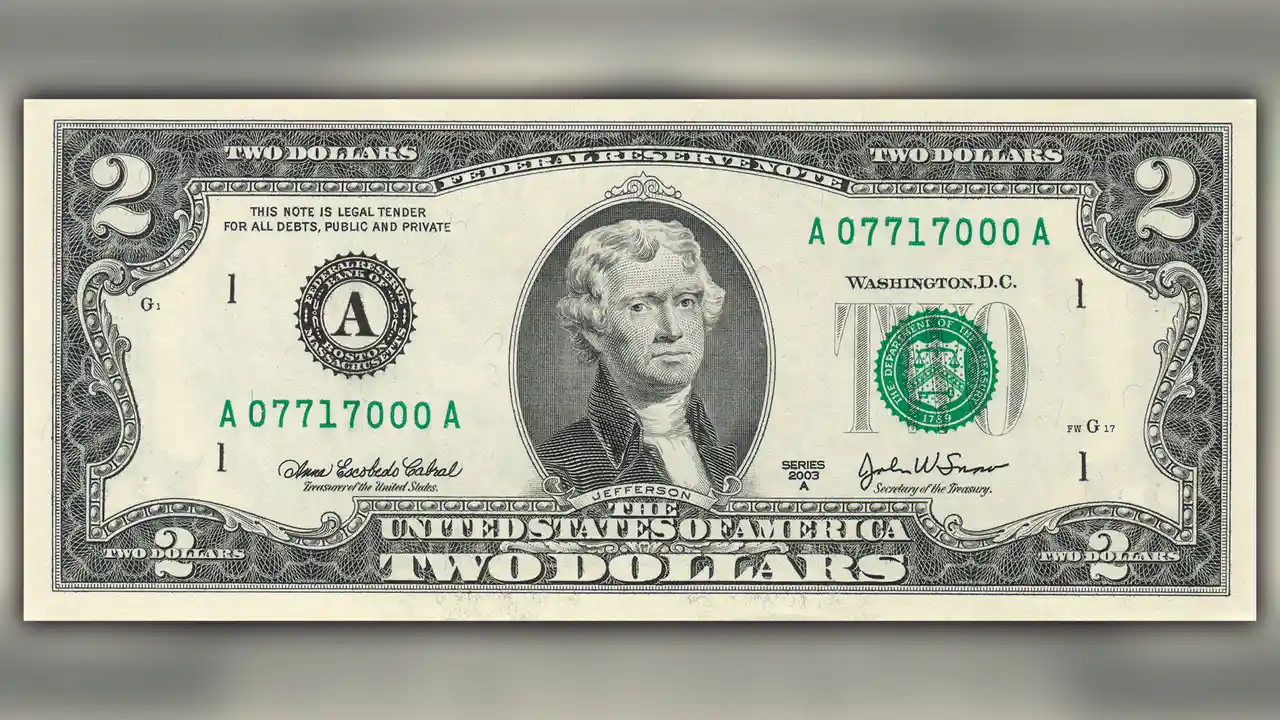 El billete de 2 dólares es raro pero válido