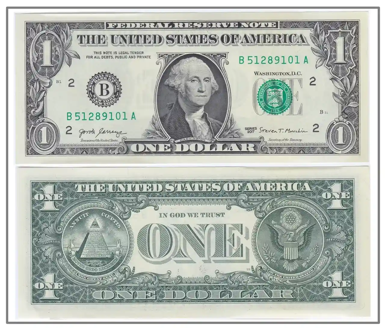 El billete de un dólar tiene símbolos significativos como una pirámide, un ojo y un águila