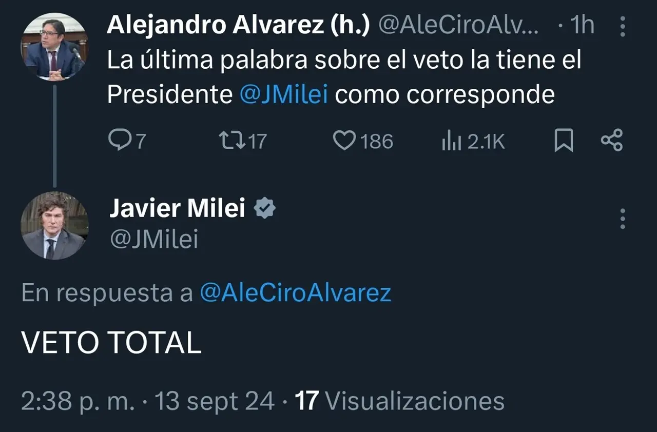 El Presidente Javier Milei respaldó las declaraciones del 
