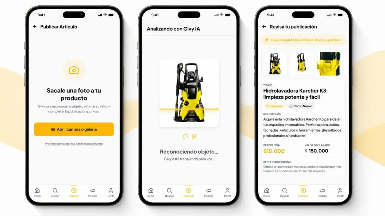 Givy cobra una comisión del 10% por cada alquiler concretado y no cobra por publicar objetos