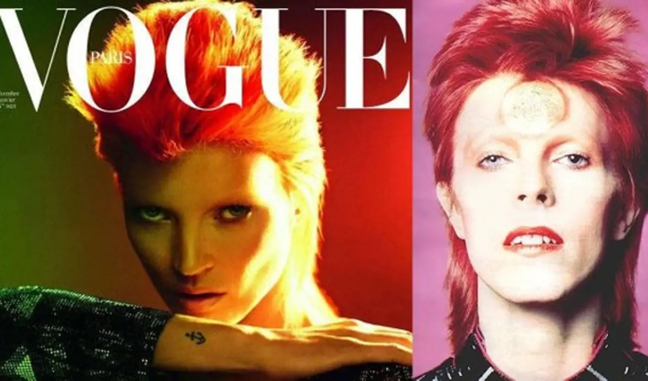 Kate Moss homenajea a David Bowie en una genial tapa de Vogue