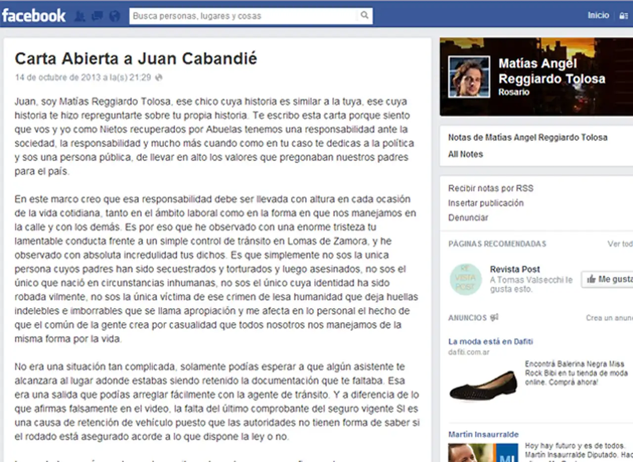 Carta de un nieto recuperado a Juan Cabandié: "Creés que somos una raza superior"