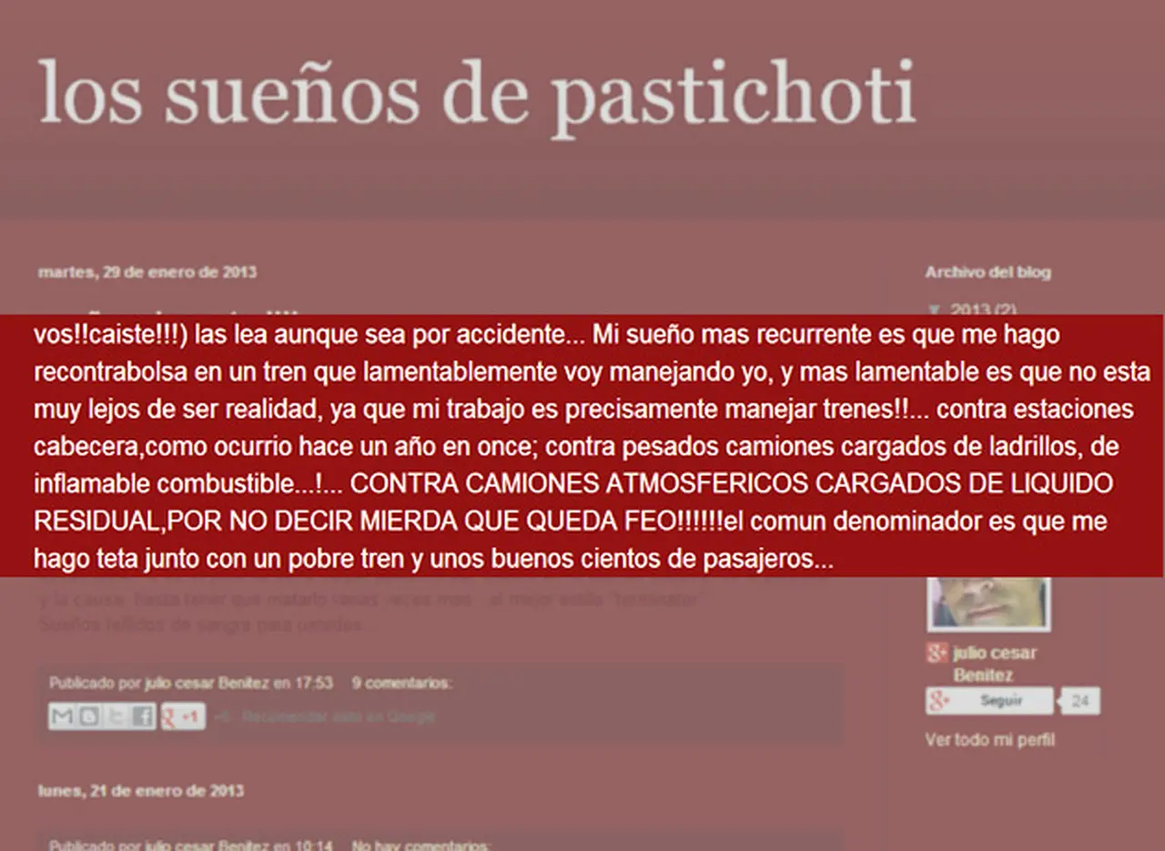 El polémico blog del motorman del Sarmiento: "Sueño que me hago bolsa con un tren"