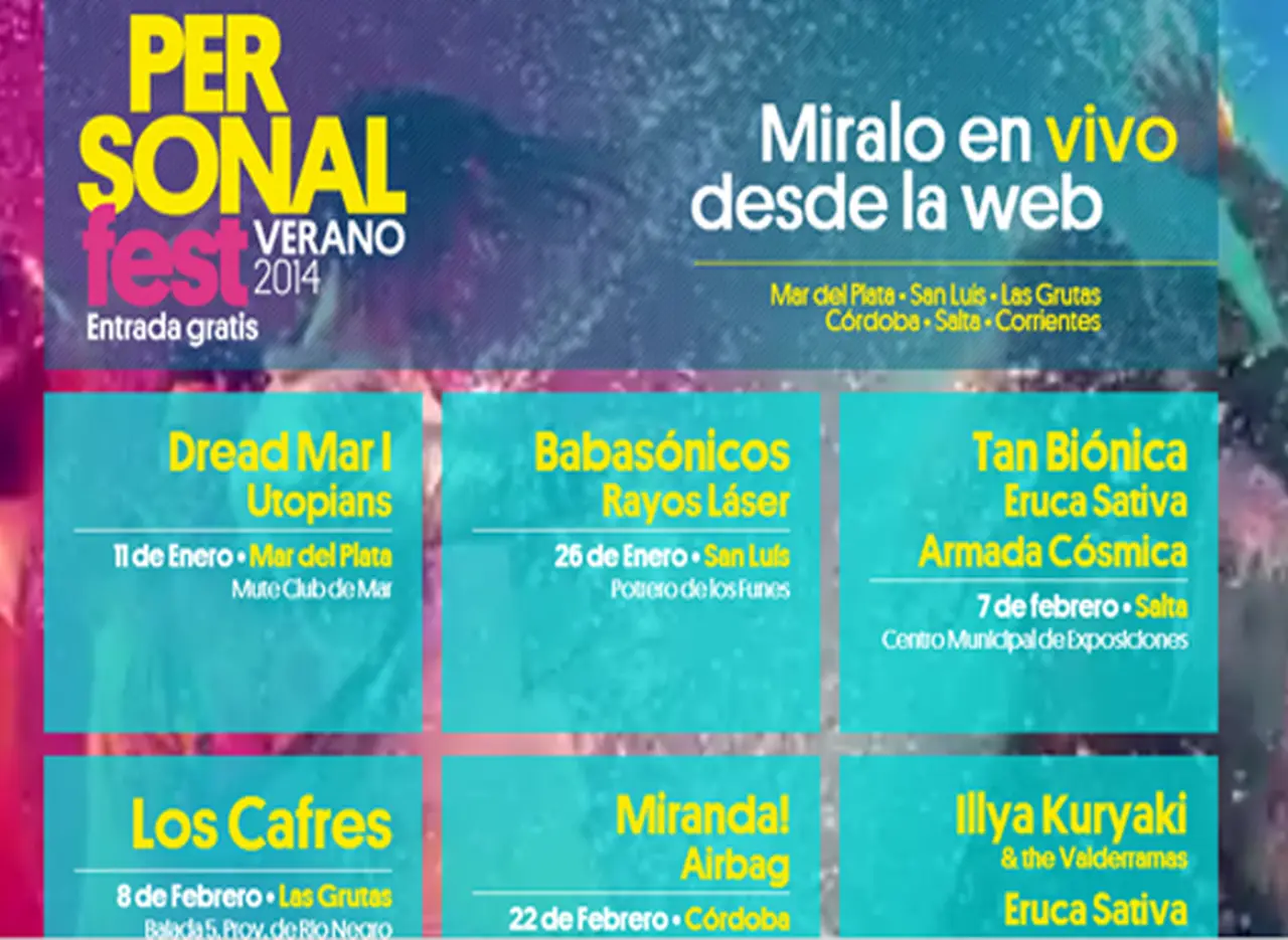 Personal Fest Verano 2014 llega este sábado a la Costa Argentina