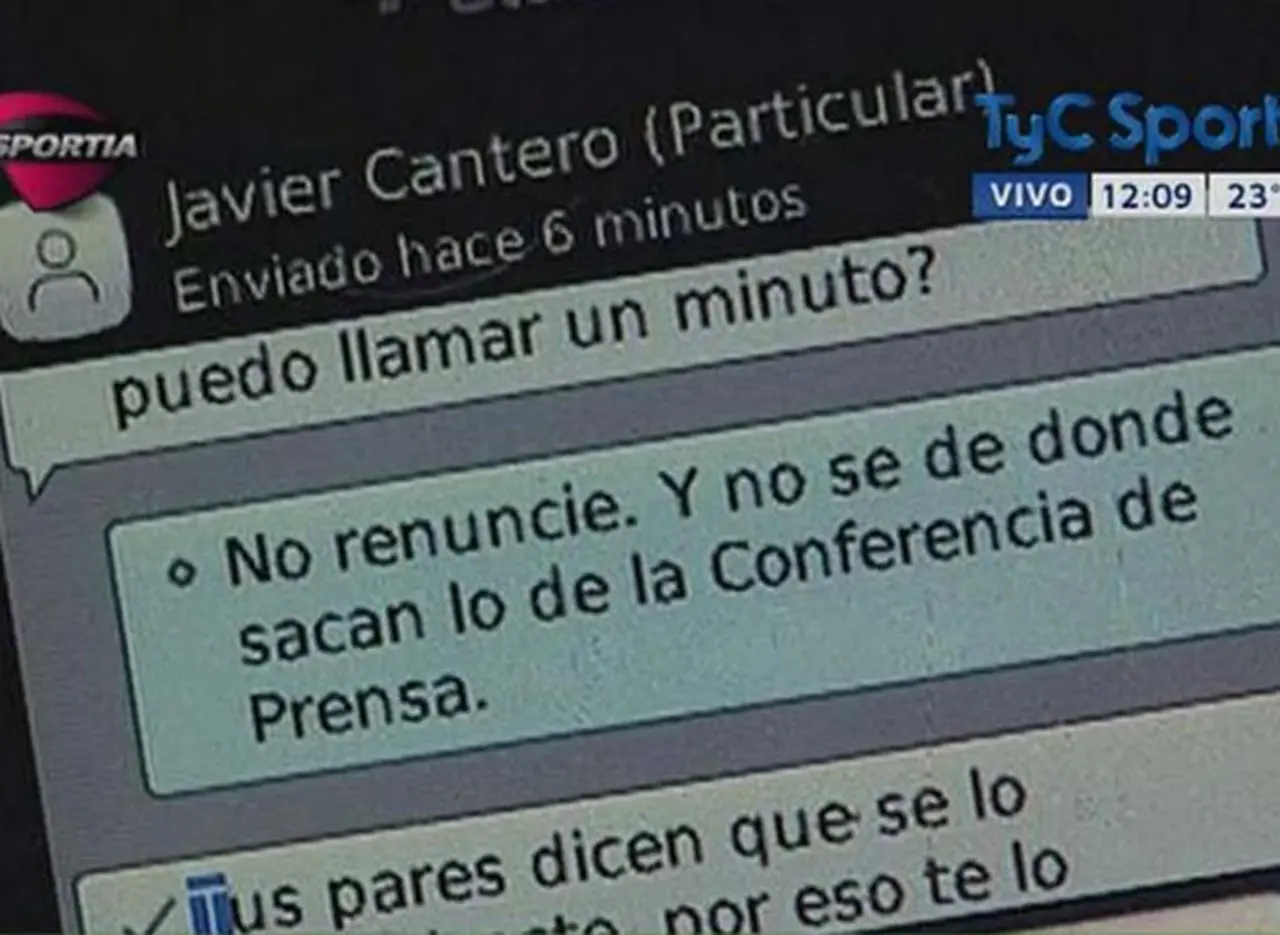 Insólito: Cantero desmiente su renuncia a través de un mensaje de texto