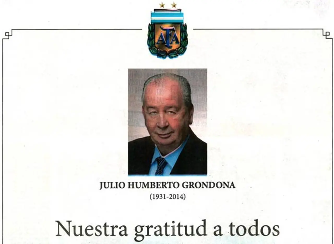La familia Grondona y la AFA agradecieron el apoyo por la muerte de "Don Julio"