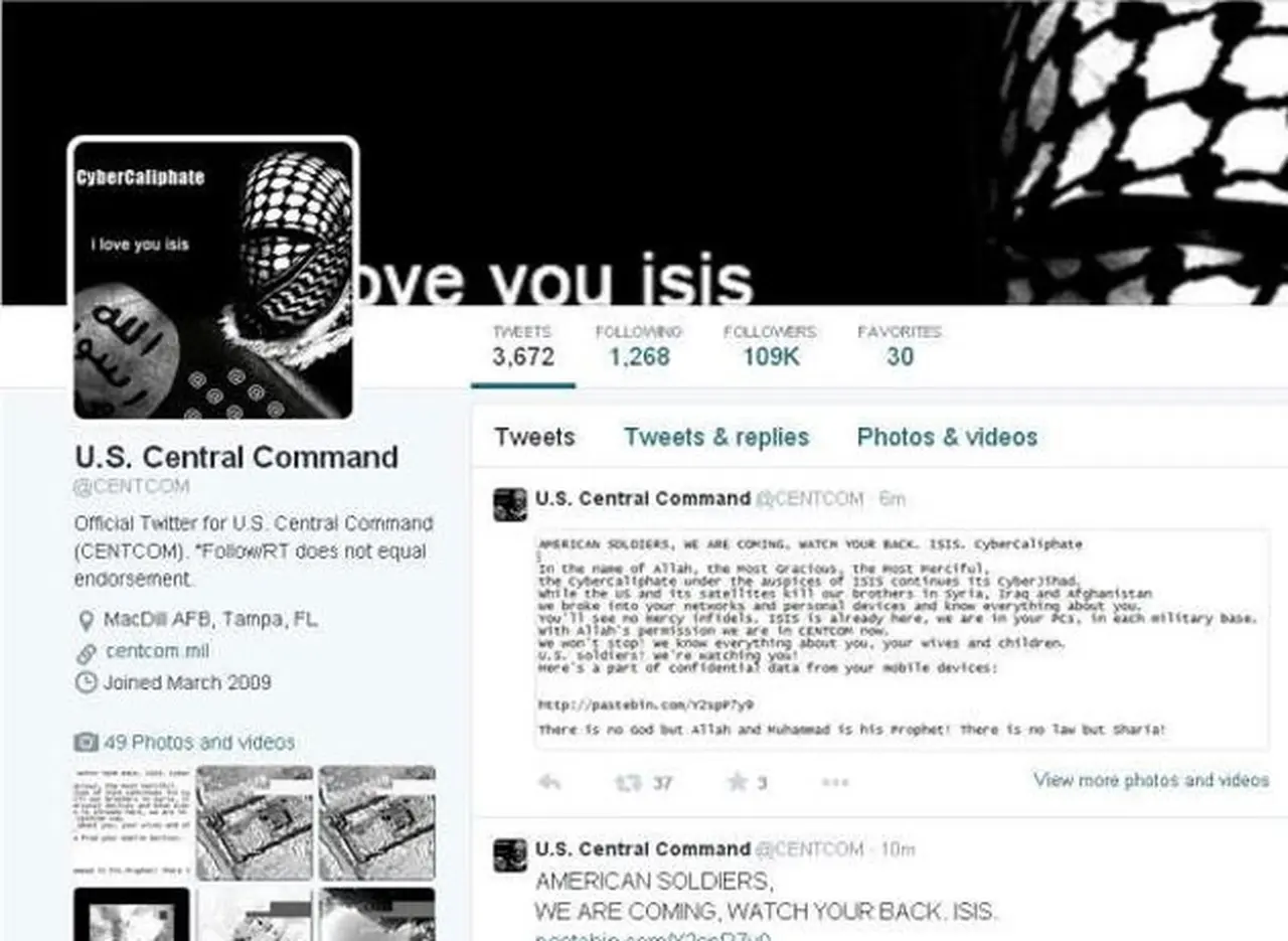 "Hackers" piratean la cuenta de Twitter del Mando Central del Pentágono