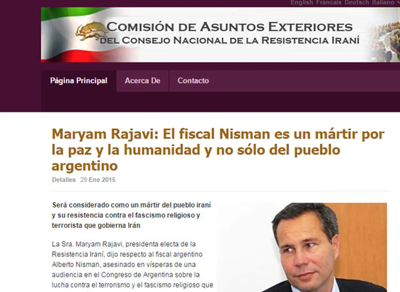 Para la resistencia iraní­, el fiscal Nisman es un "mártir de la paz"