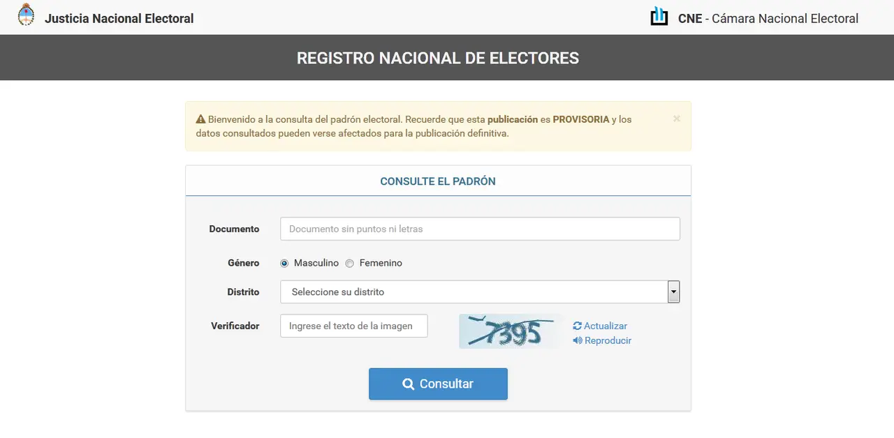 Se puede consultar dónde corresponde votar en el padrón electorla