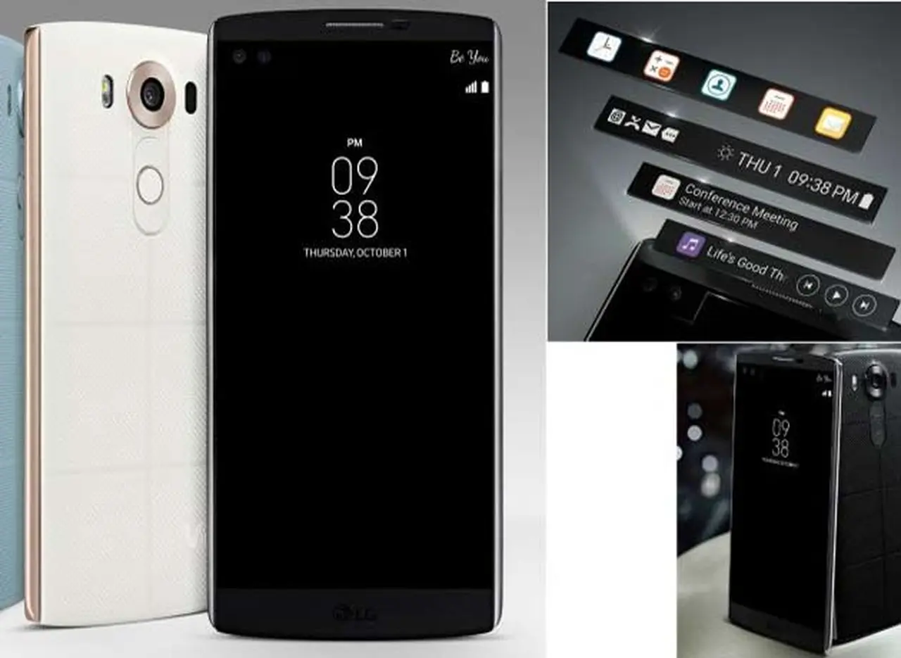 LG presentó el V10, un celular con doble pantalla frontal