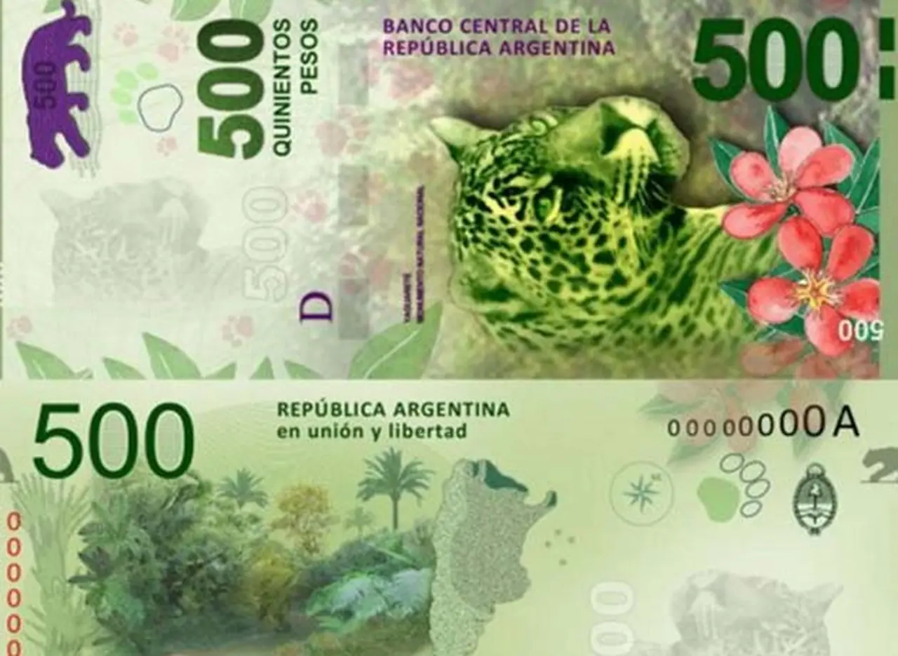 Los nuevos billetes de 500 pesos con el yaguareté circularán desde julio