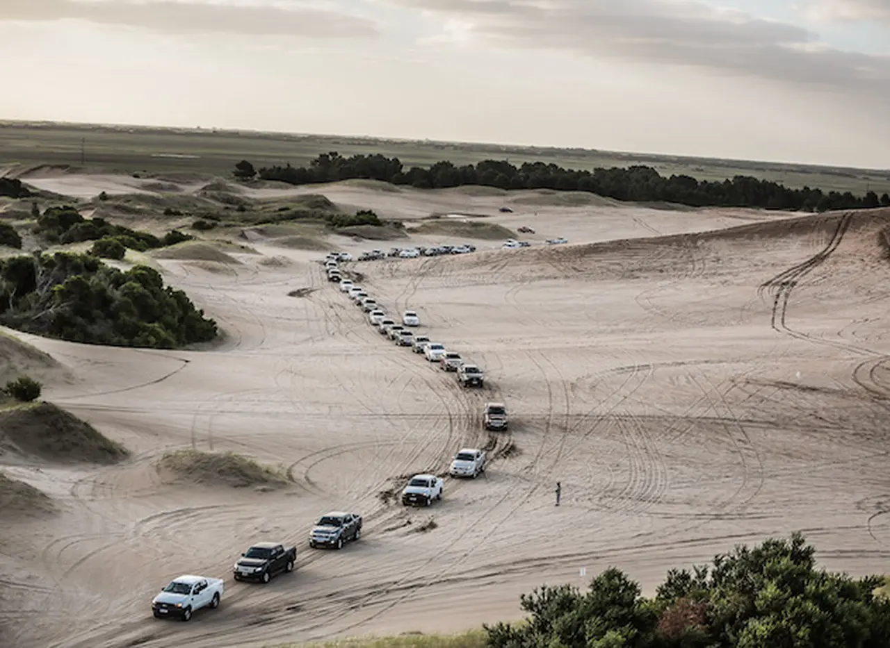Rangermaní­a: más de 80 pick ups de Ford recorrieron los médanos de Pinamar