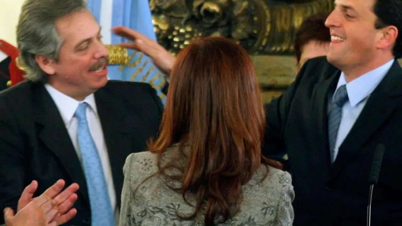 Cristina Kirchner junto a Massa y Alberto Fernández en 2005