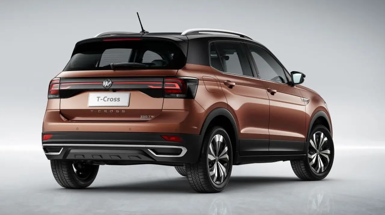 Volkswagen T-Cross desde una mirada trasera.