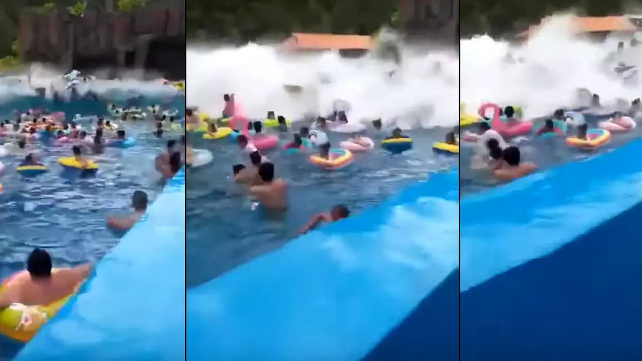 Máquina de olas desata tsunami en parque acuático chino