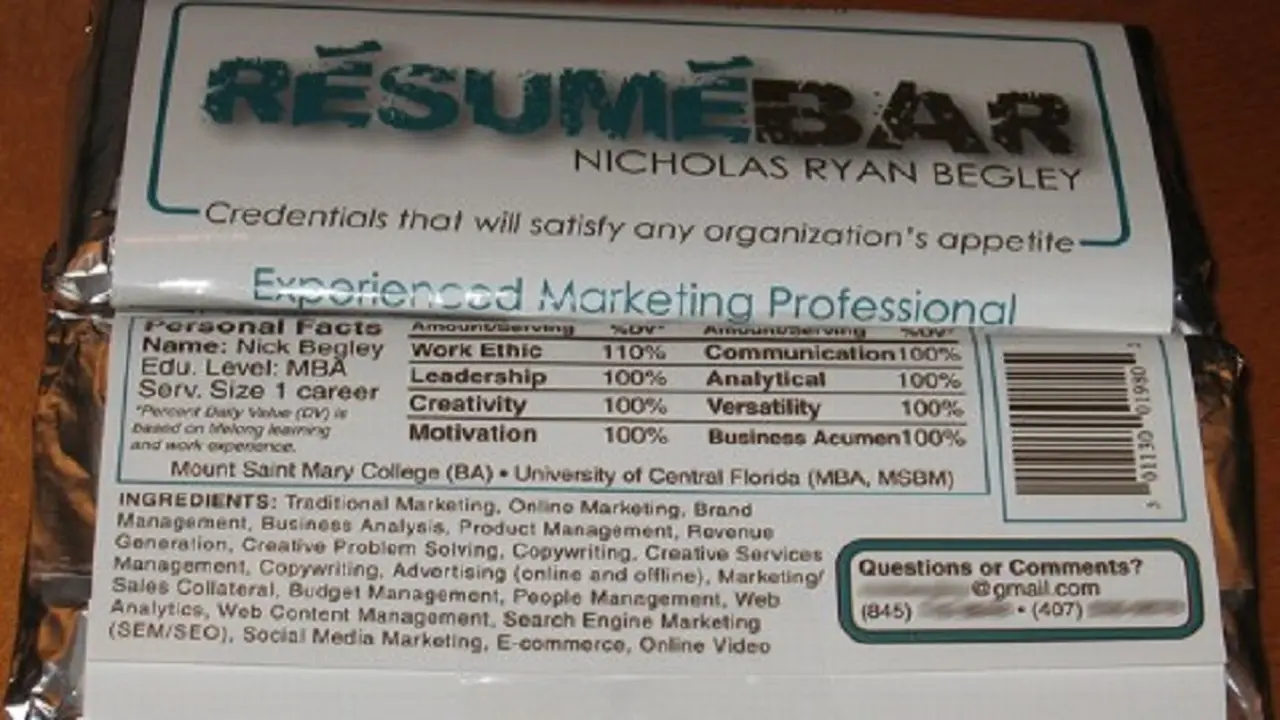 La original forma de presentar un CV en un formato de chocolate.