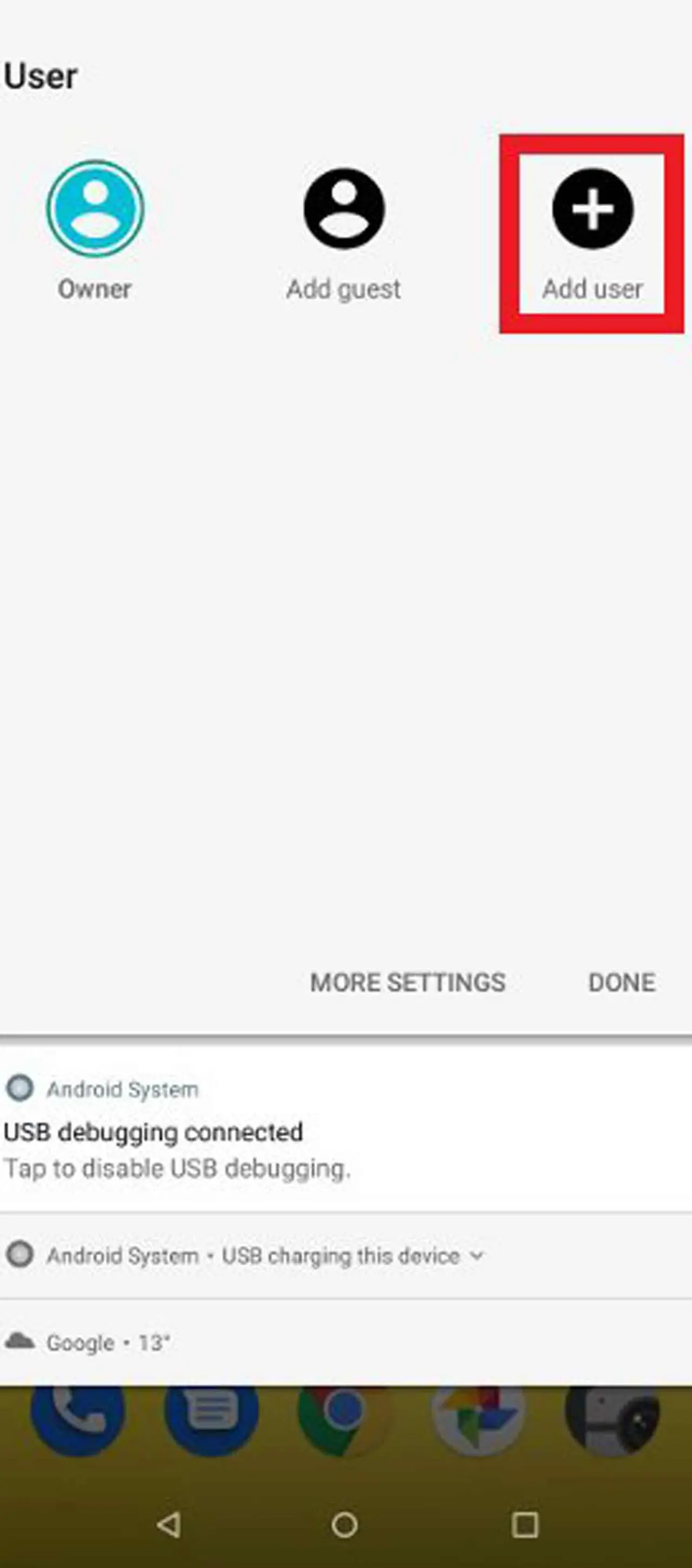 Pulsa sobre Add user