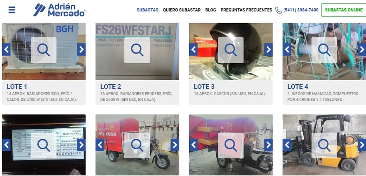 Algunas opciones de la subasta de Adrián Mercado para mirar en la web.
