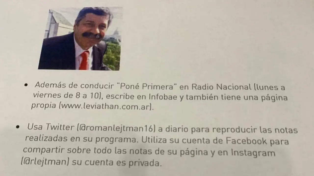 Espiados: la ficha del periodista Román Lejtman.